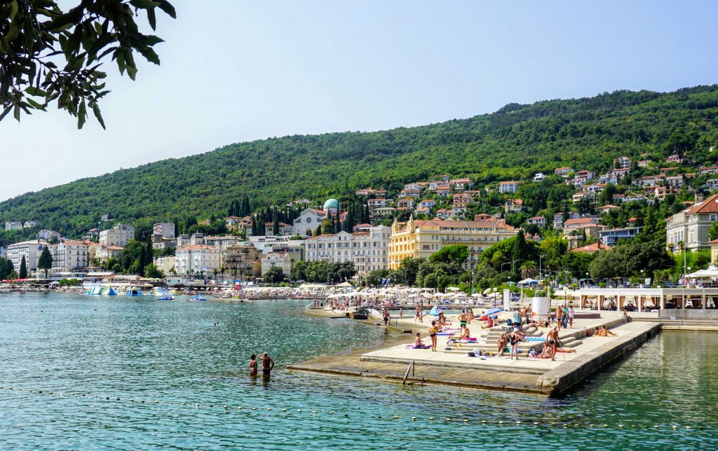 One of the best views of the beach resort Opatija in Istria Croatia is from the coastal path